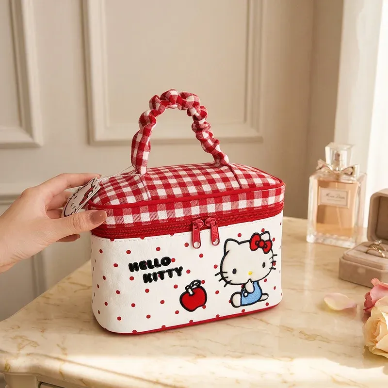 Trousse de toilette Hello Kitty grande capacité, organisateur de maquillage de voyage avec poignée 8