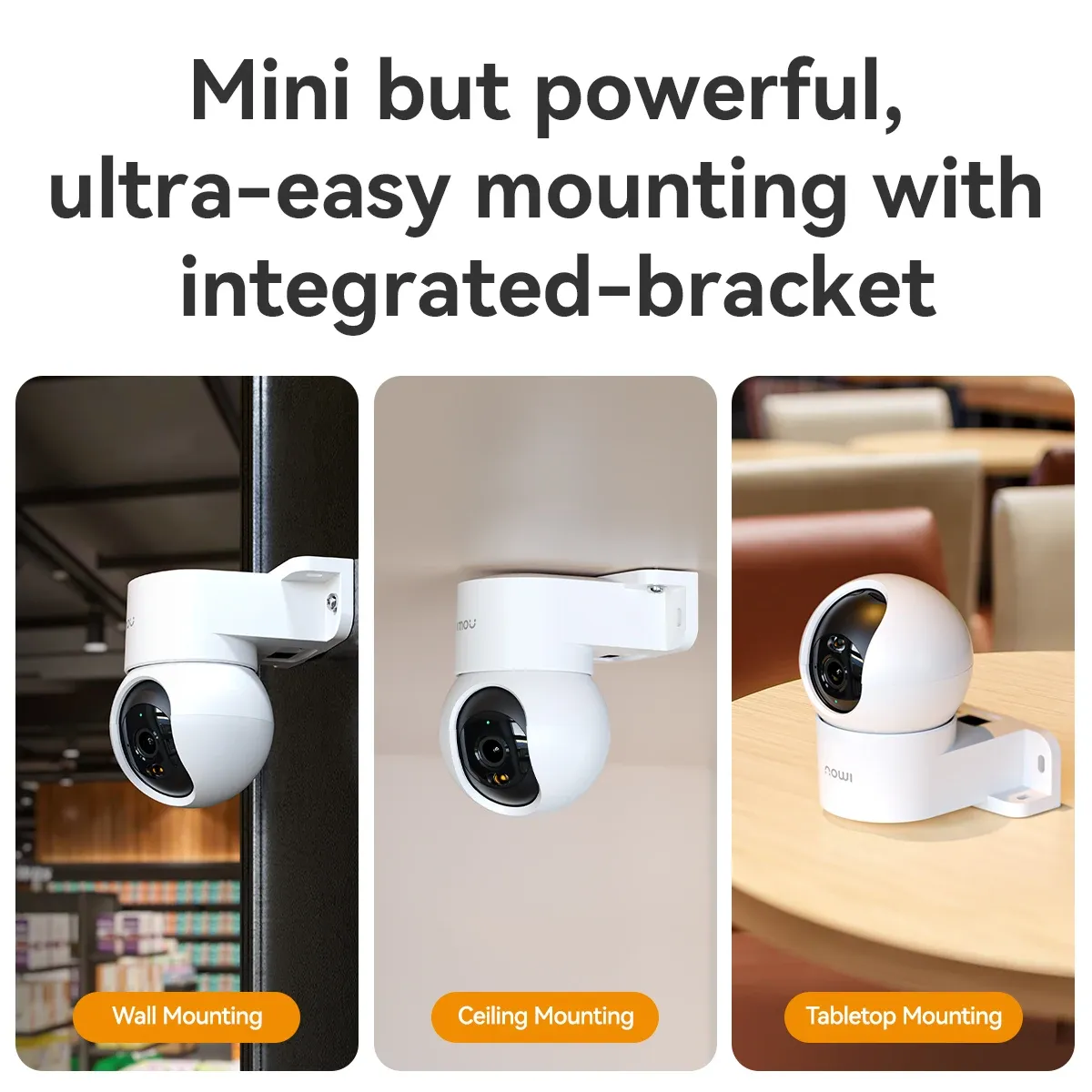 Caméra IP IMOU Ranger Mini 3/5 MP 360° avec détection humaine, moniteur bébé, surveillance domestique, vision nocturne et connexion Wi-Fi sans fil 6
