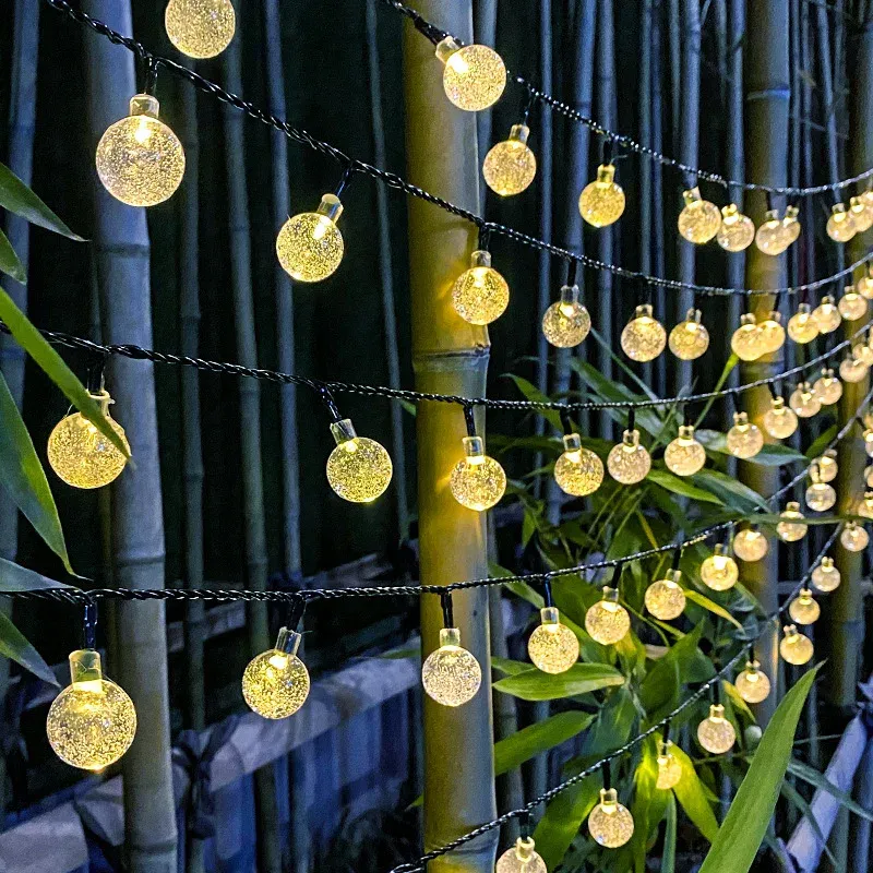 Boule lumineuse solaire à bulles avec guirlande à gouttes d'eau, éclairage d'extérieur étanche 4