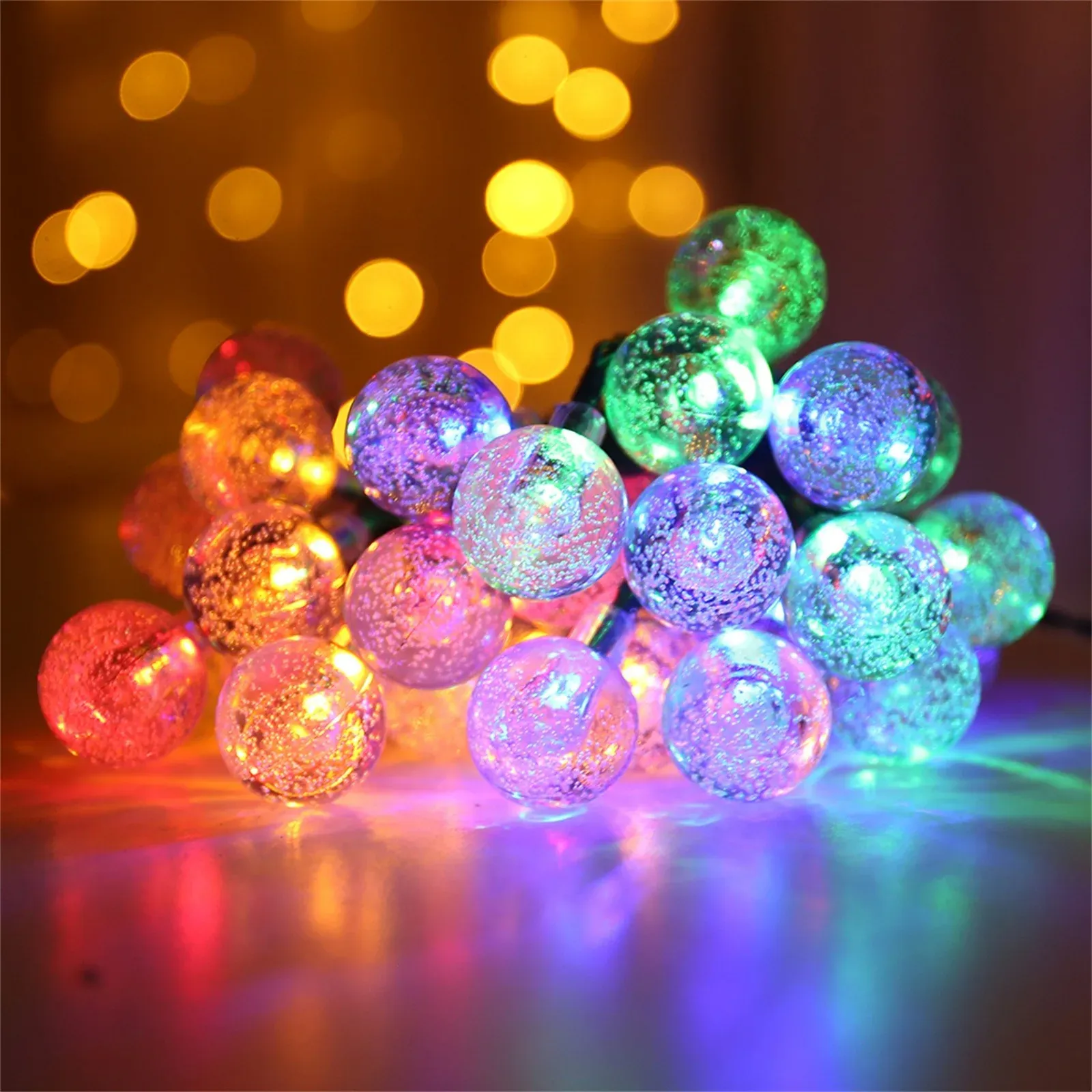Guirlande boules à bulles solaires, vue d'ensemble