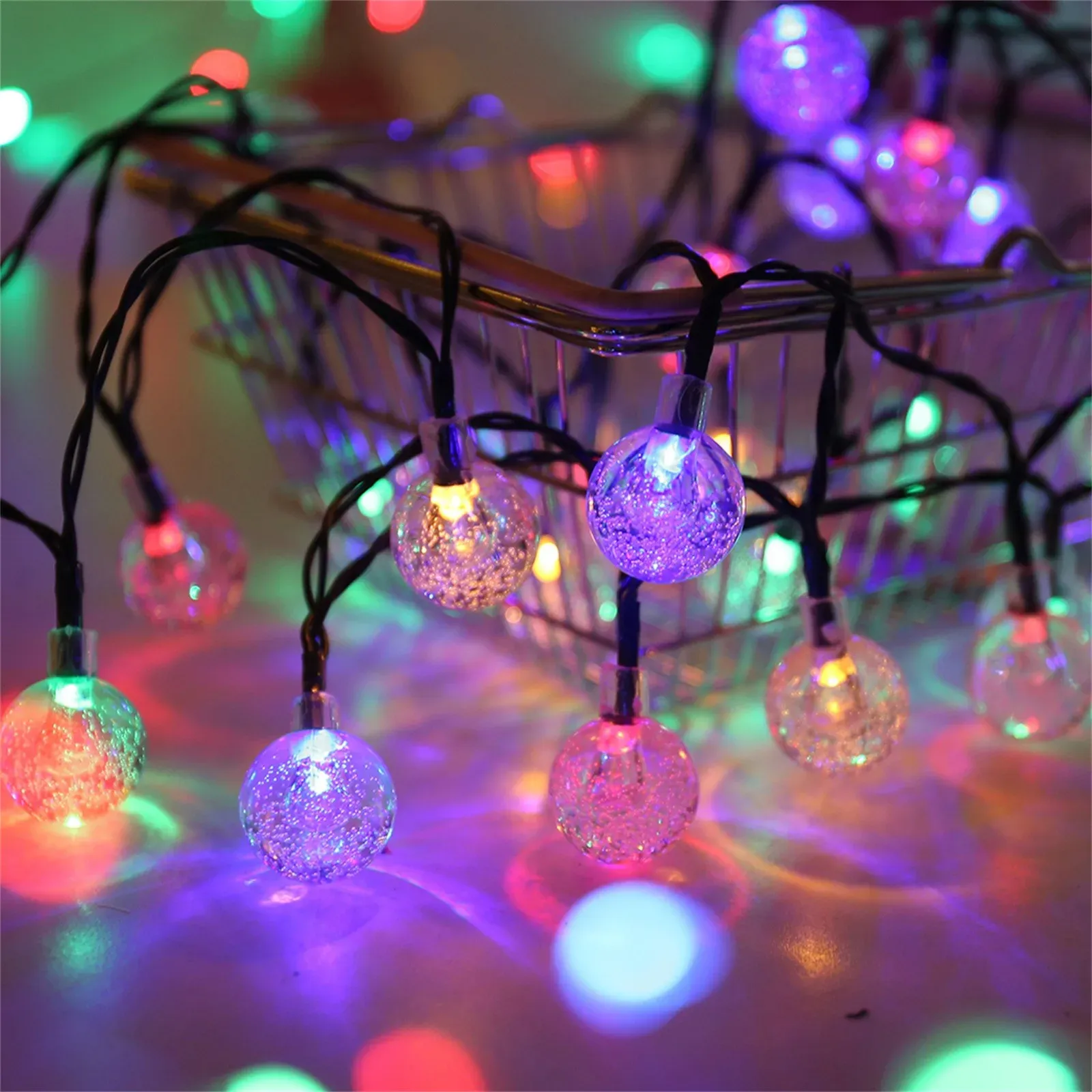 Guirlande boules à bulles solaires, décoration d'arbre