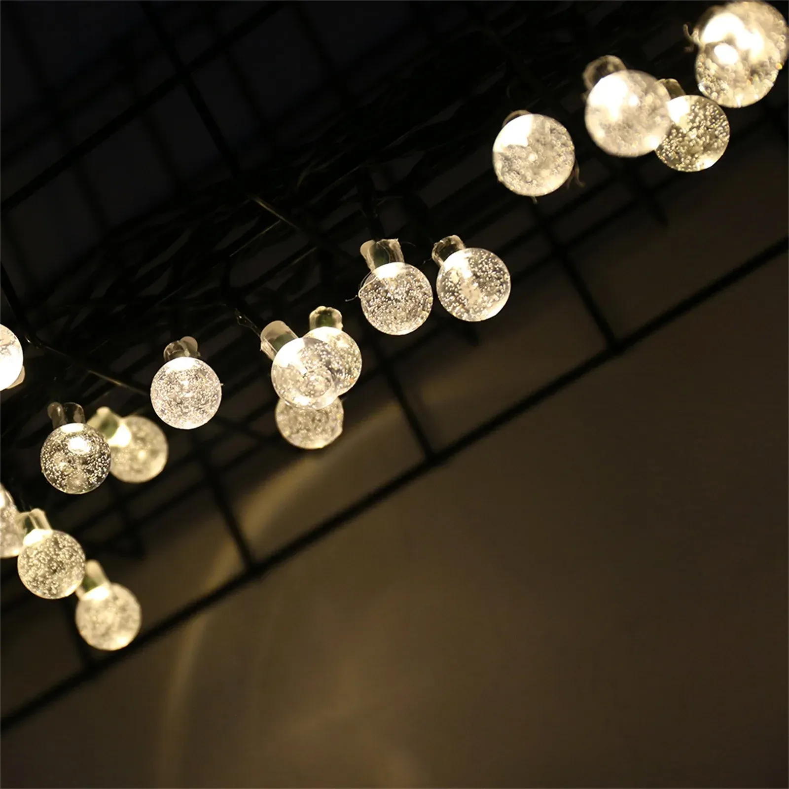 Guirlande boules à bulles solaires, illumination nocturne