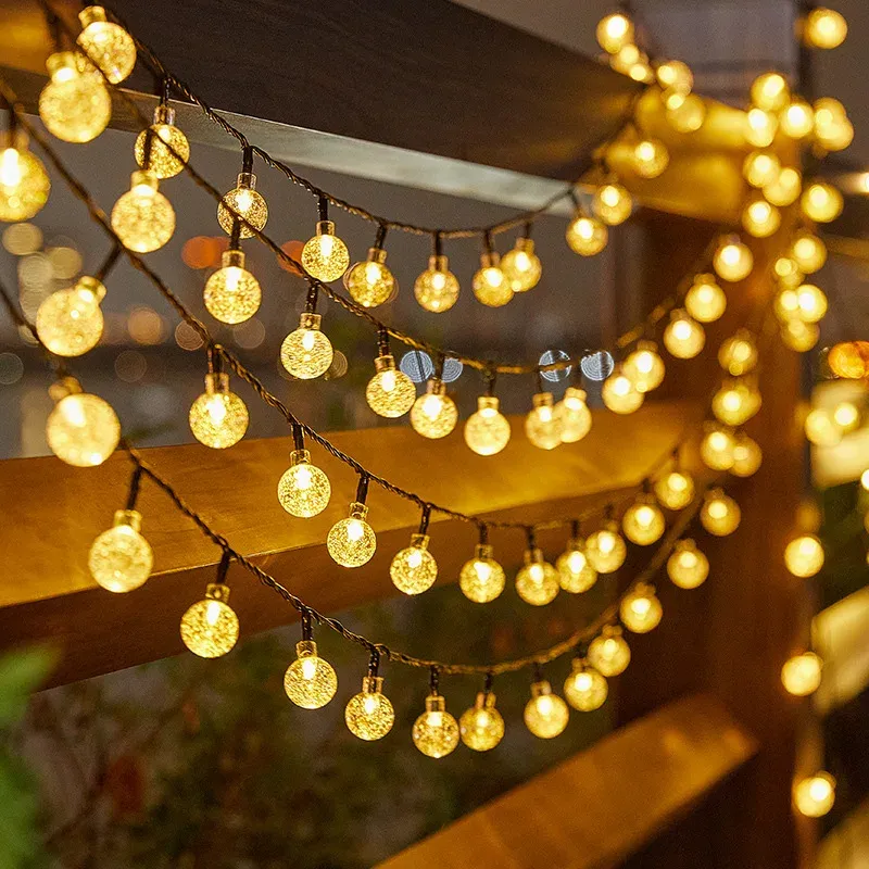 Boule lumineuse solaire à bulles avec guirlande à gouttes d'eau, éclairage d'extérieur étanche 7