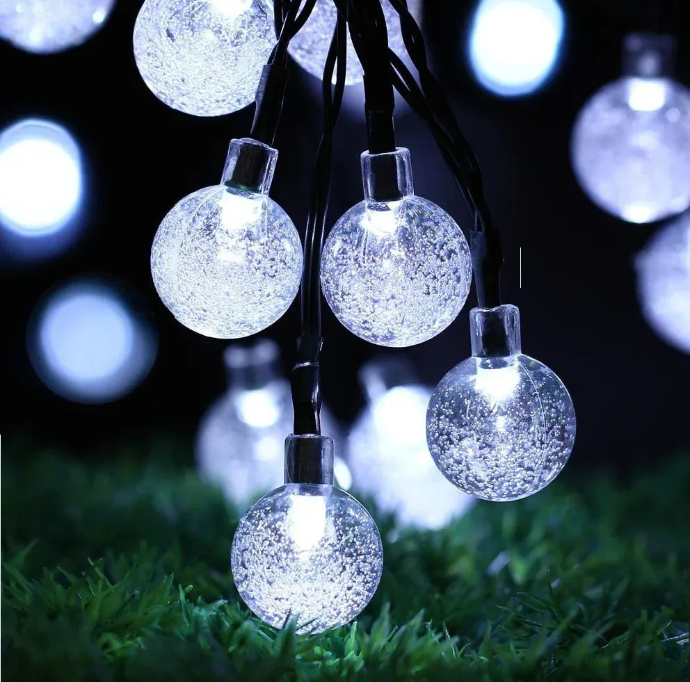 Boule lumineuse solaire à bulles avec guirlande à gouttes d'eau, éclairage d'extérieur étanche 8