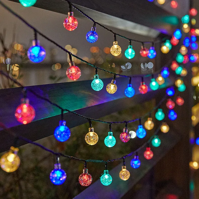 Boule lumineuse solaire à bulles avec guirlande à gouttes d'eau, éclairage d'extérieur étanche 9