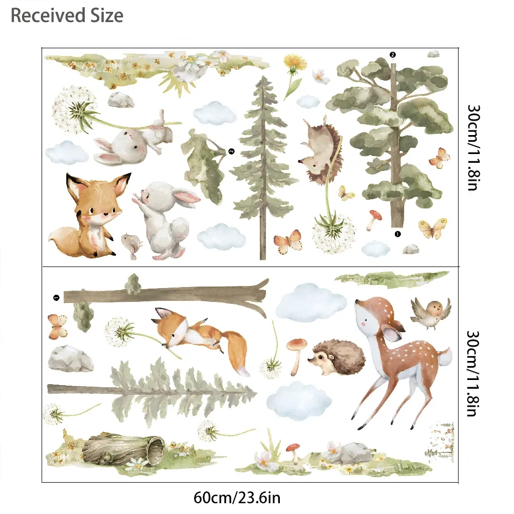 Stickers muraux animaux de la forêt pour chambre d'enfant