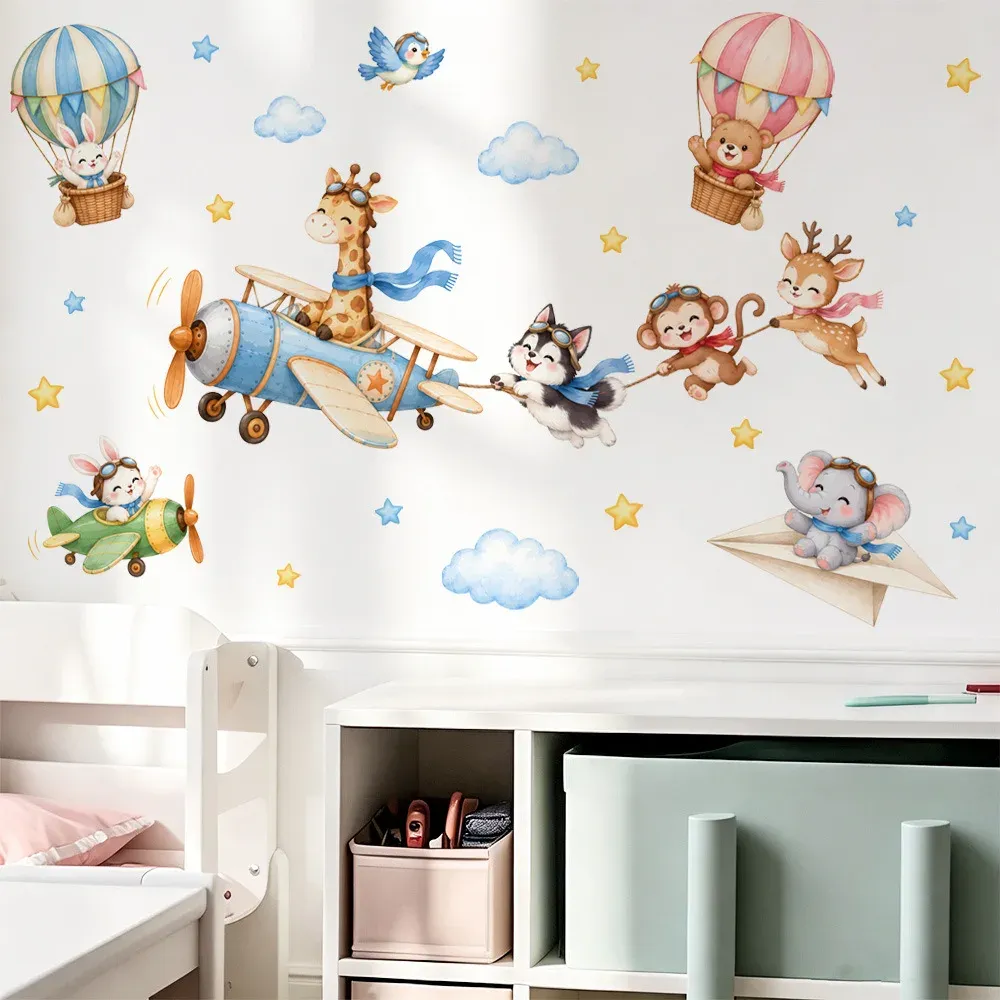 Autocollants muraux animaux de la forêt pour chambre d'enfant, en vinyle, éléphant et lion 9