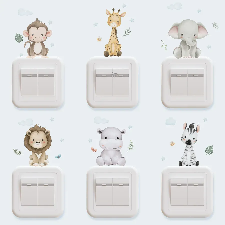 Autocollants muraux animaux de la forêt pour chambre d'enfant, en vinyle, éléphant et lion 11