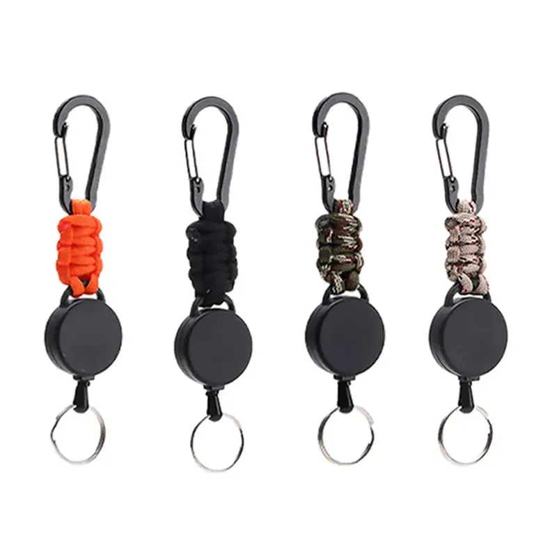 Porte-clés rétractable antivol avec mousqueton, enrouleur de badge pour extérieur, lot de 1, 3 ou 5 pièces, YSL38 1