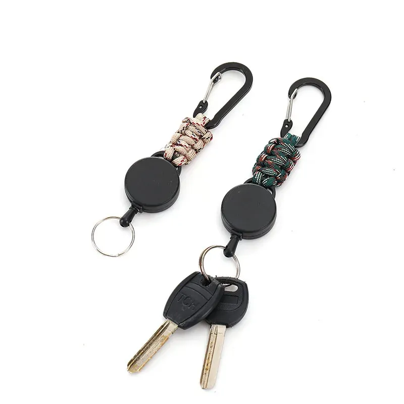 Porte-clés rétractable antivol avec mousqueton, enrouleur de badge pour extérieur, lot de 1, 3 ou 5 pièces, YSL38 3