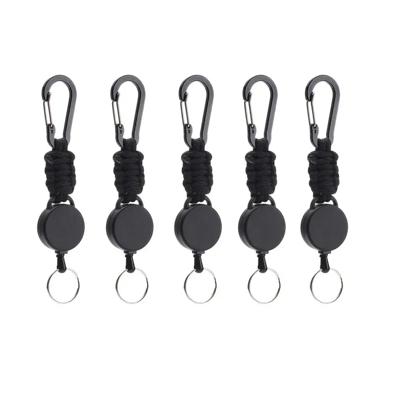 Porte-clés rétractable antivol avec mousqueton, enrouleur de badge pour extérieur, lot de 1, 3 ou 5 pièces, YSL38 15