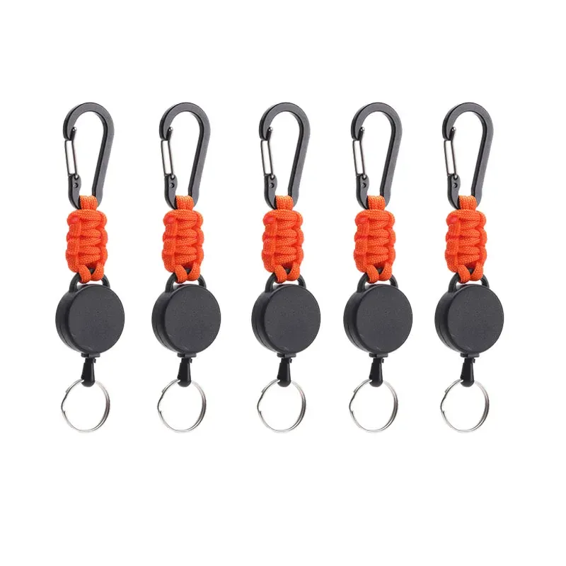 Porte-clés rétractable antivol avec mousqueton, enrouleur de badge pour extérieur, lot de 1, 3 ou 5 pièces, YSL38 14