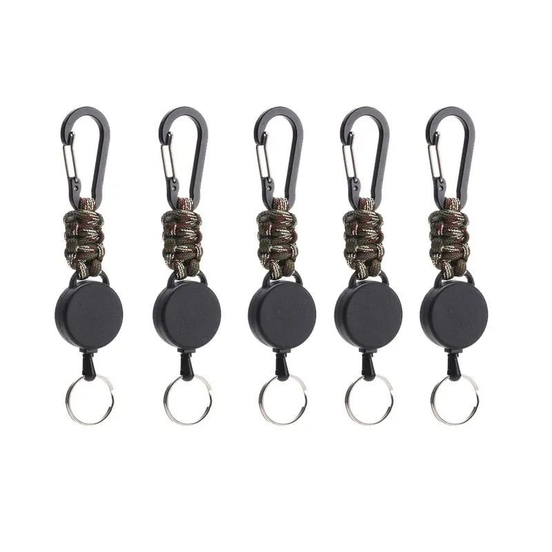 Porte-clés rétractable antivol avec mousqueton, enrouleur de badge pour extérieur, lot de 1, 3 ou 5 pièces, YSL38 9