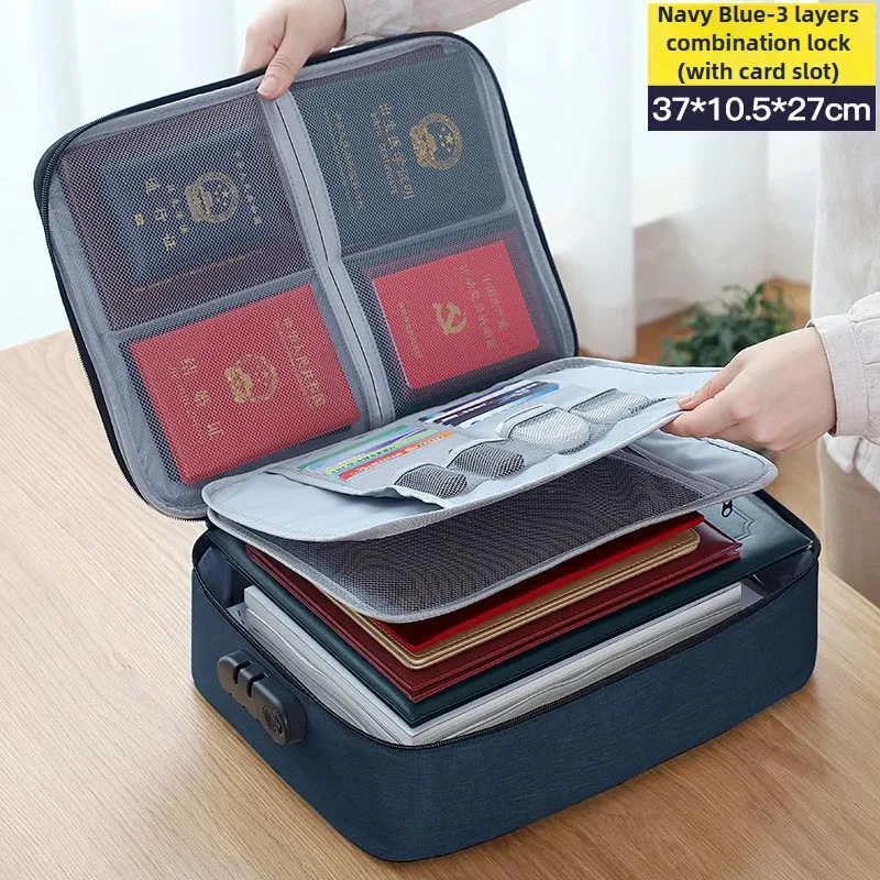 Sac de rangement pour documents à grande capacité, organisateur à 3 couches, pour la maison, le bureau et les voyages 8