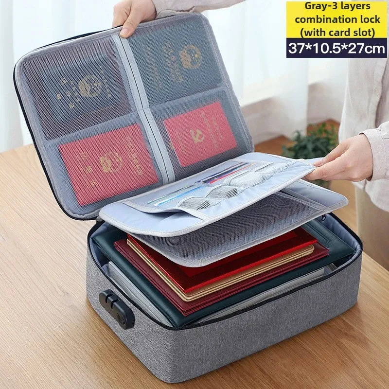 Sac de rangement pour documents à grande capacité, organisateur à 3 couches, pour la maison, le bureau et les voyages 7