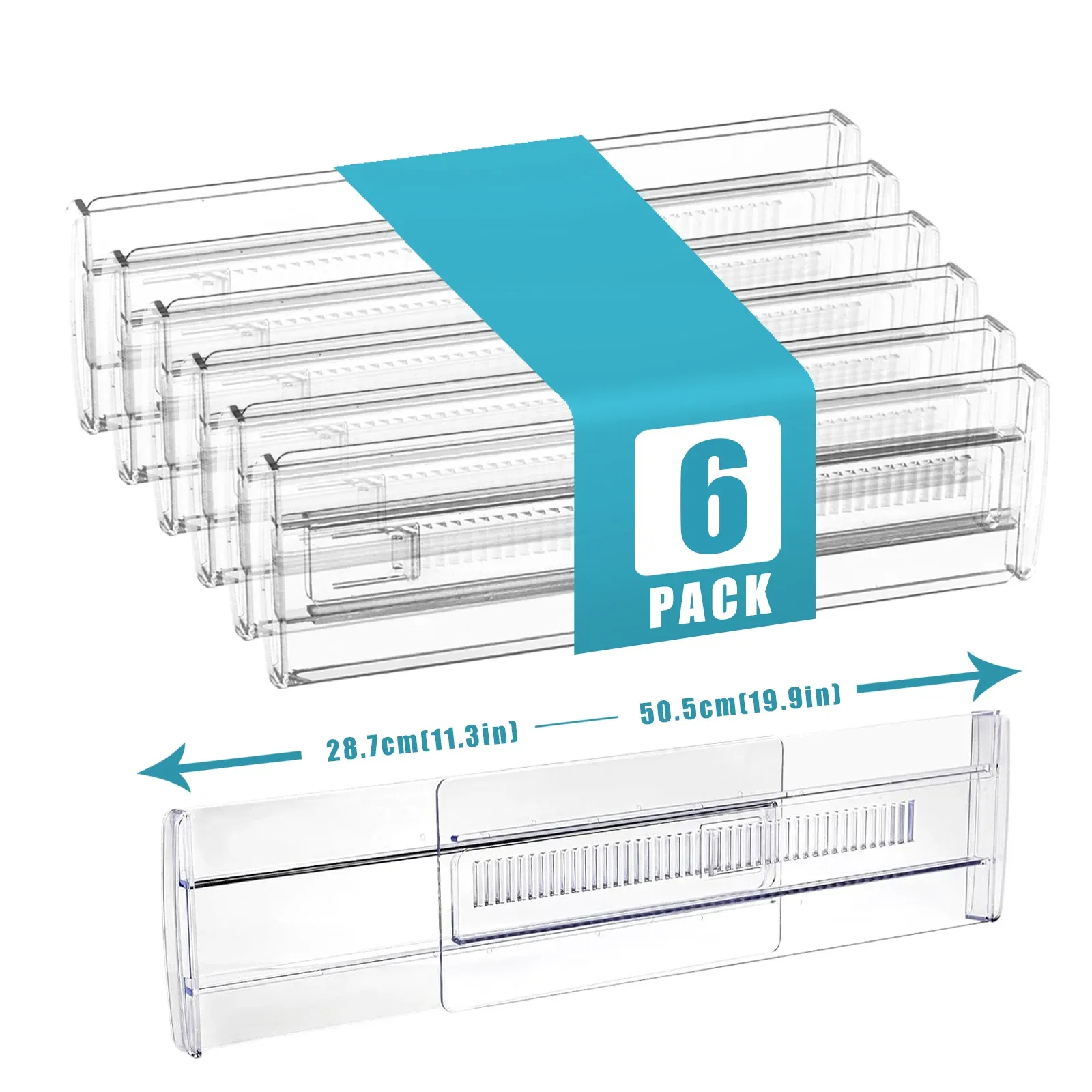 Organisateurs de tiroirs réglables et extensibles, transparents, pour vêtements et ustensiles de cuisine (lot de 6, 8, 10 ou 12) 9