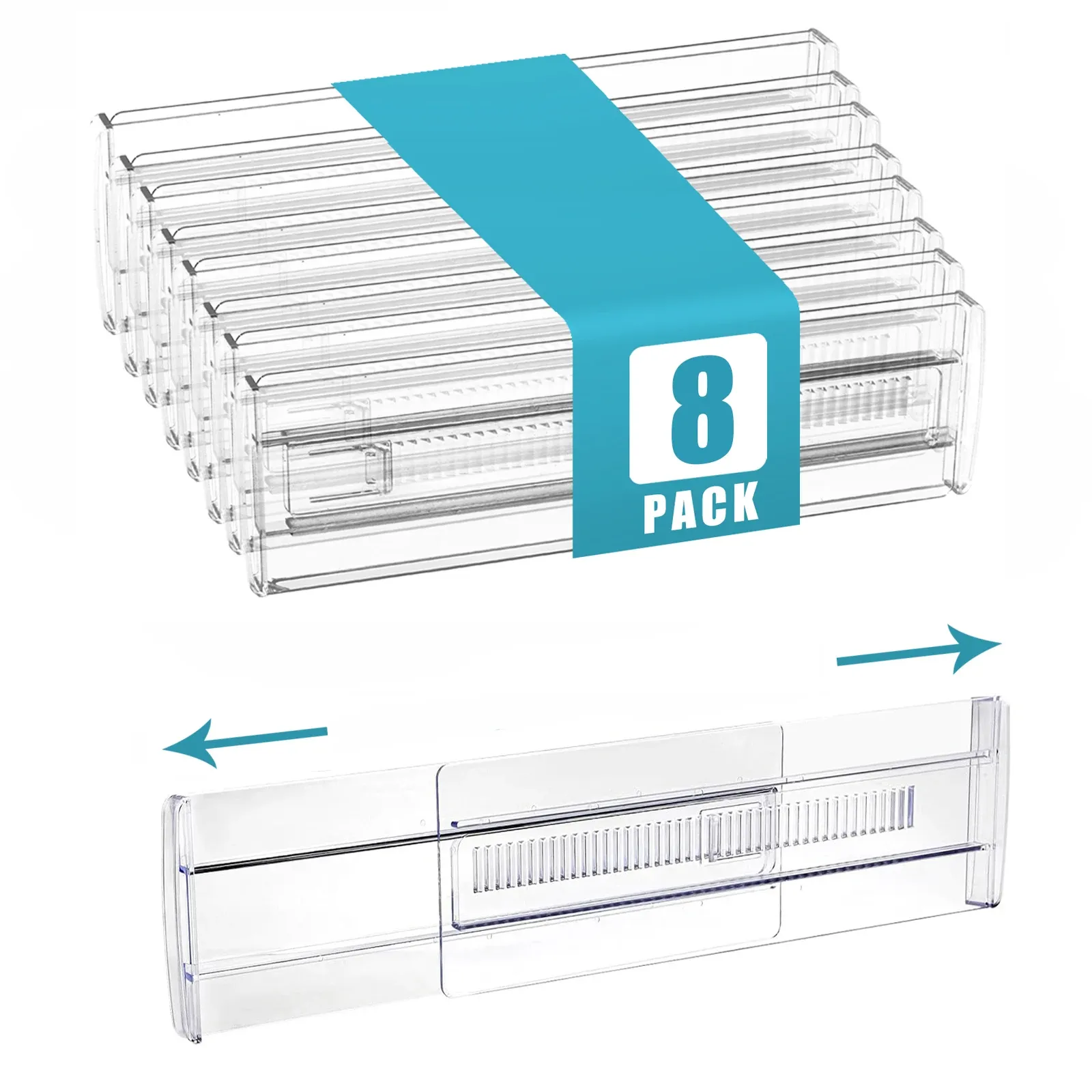 Organisateurs de tiroirs réglables et extensibles, transparents, pour vêtements et ustensiles de cuisine (lot de 6, 8, 10 ou 12) 10