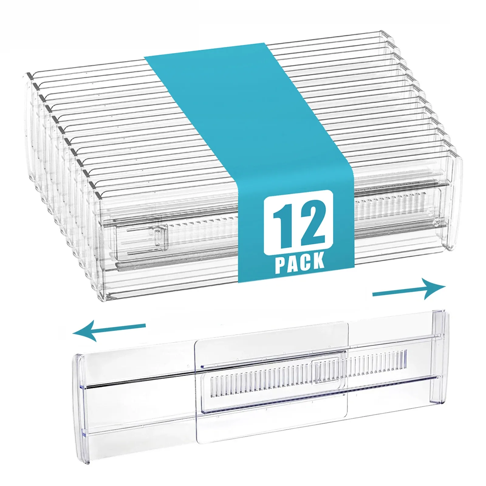 Organisateurs de tiroirs réglables et extensibles, transparents, pour vêtements et ustensiles de cuisine (lot de 6, 8, 10 ou 12) 8