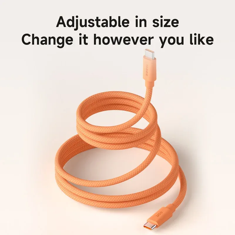 Câble USB-C magnétique Hagibis enroulé, charge rapide 240 W, compatible CarPlay iPhone 16/17 Pro 3
