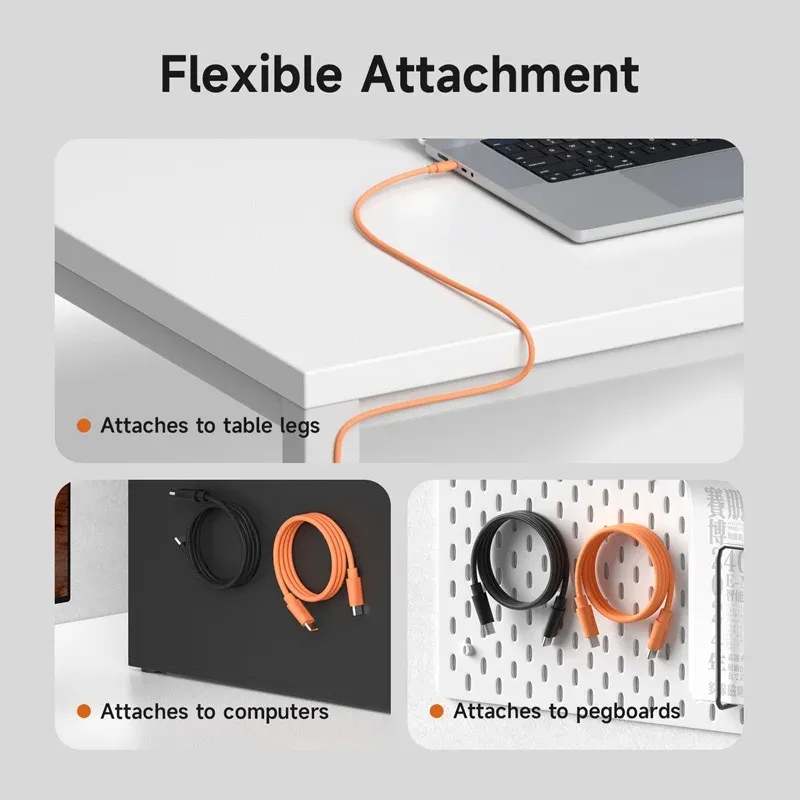 Câble USB-C magnétique Hagibis enroulé, charge rapide 240 W, compatible CarPlay iPhone 16/17 Pro 5