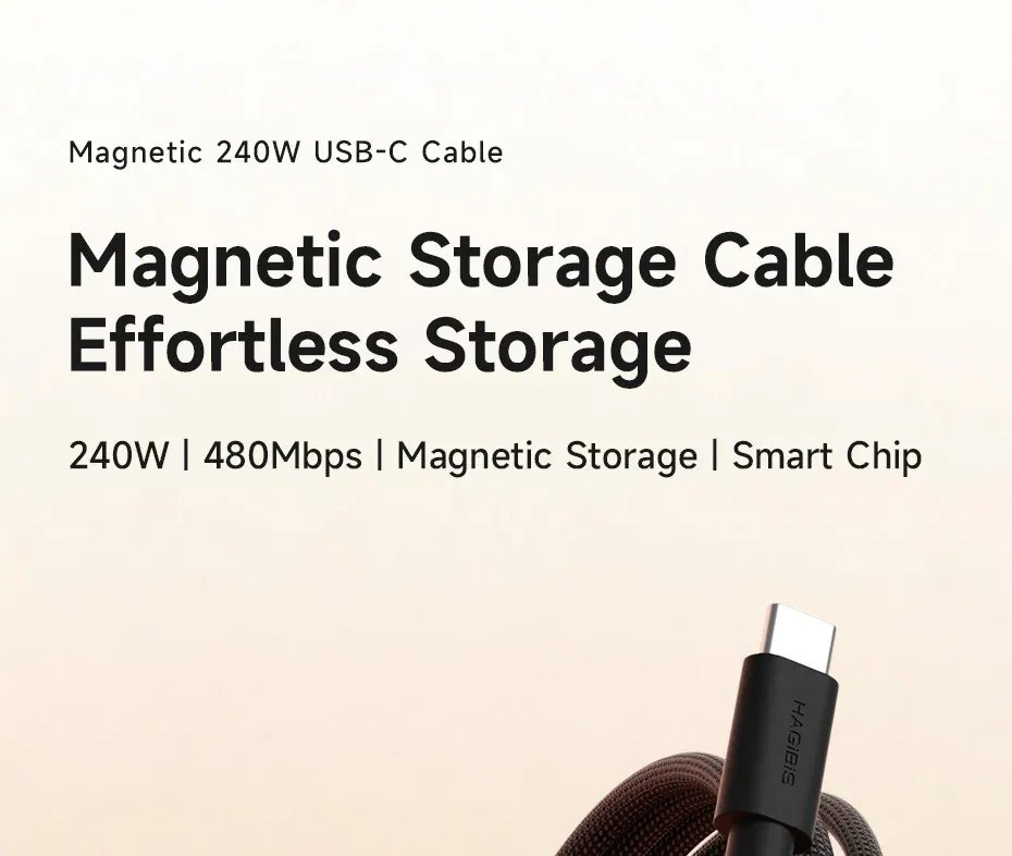 Câble USB-C magnétique Hagibis, vue de présentation