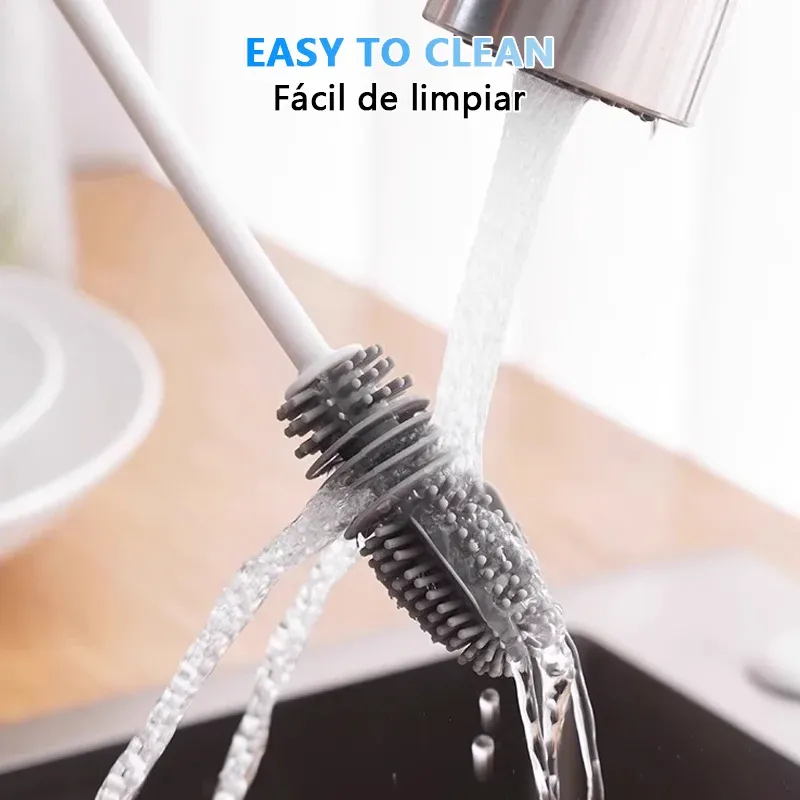 Brosse à biberons en silicone à long manche, pour le nettoyage des biberons et des tasses 4