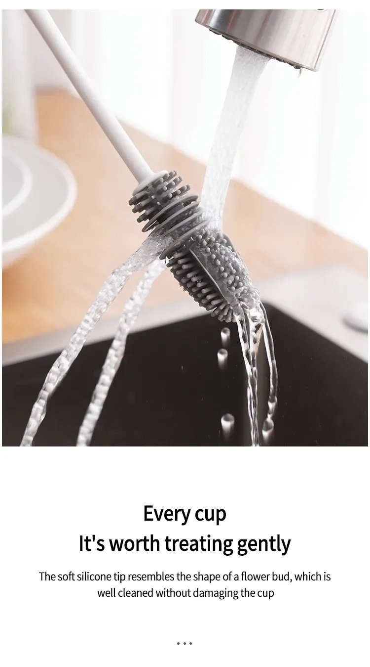 Brosse à biberons en silicone, finition soignée