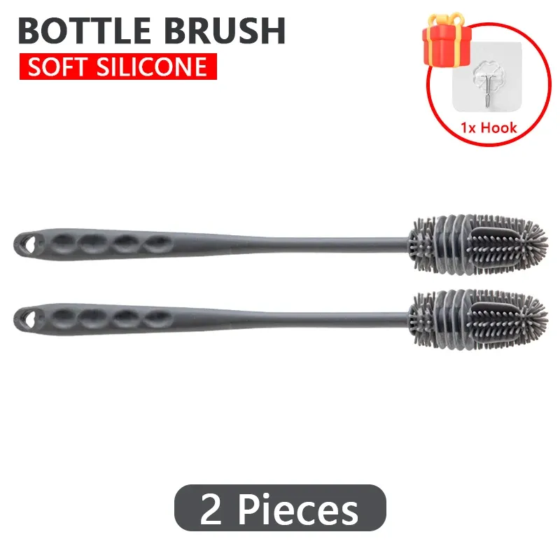 Brosse à biberons en silicone à long manche, pour le nettoyage des biberons et des tasses 11
