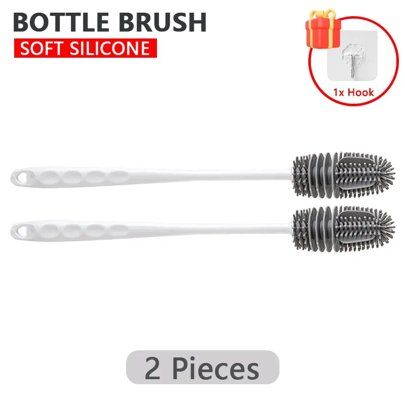 Brosse à biberons en silicone à long manche, pour le nettoyage des biberons et des tasses 10