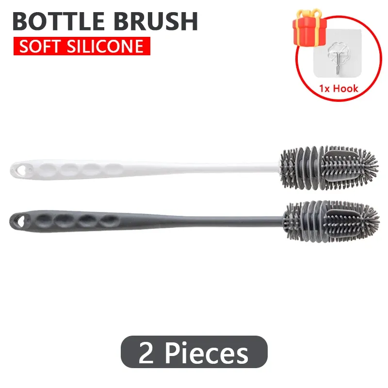 Brosse à biberons en silicone à long manche, pour le nettoyage des biberons et des tasses 9