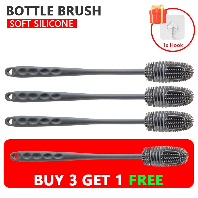 Brosse à biberons en silicone à long manche, pour le nettoyage des biberons et des tasses 8