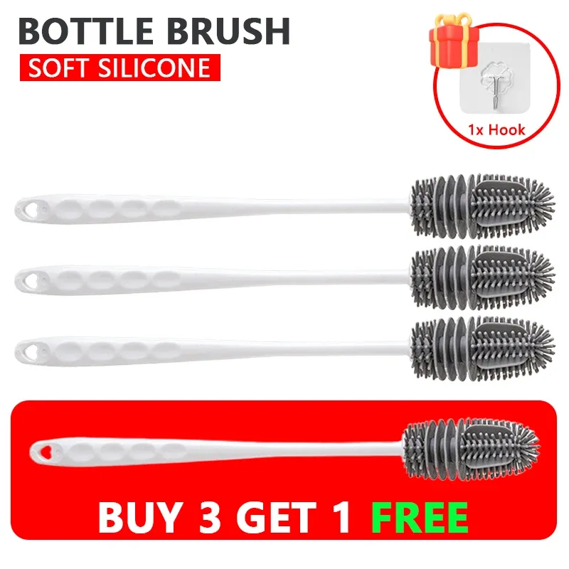 Brosse à biberons en silicone à long manche, pour le nettoyage des biberons et des tasses 7