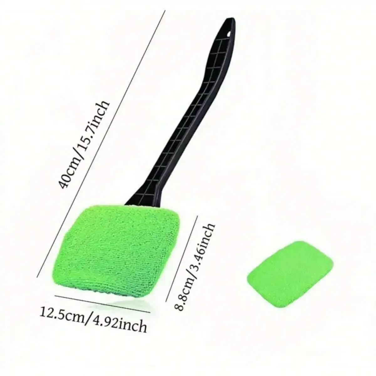 Nettoyeur de pare-brise télescopique avec tampons en microfibre lavables pour intérieur de voiture, vert 2