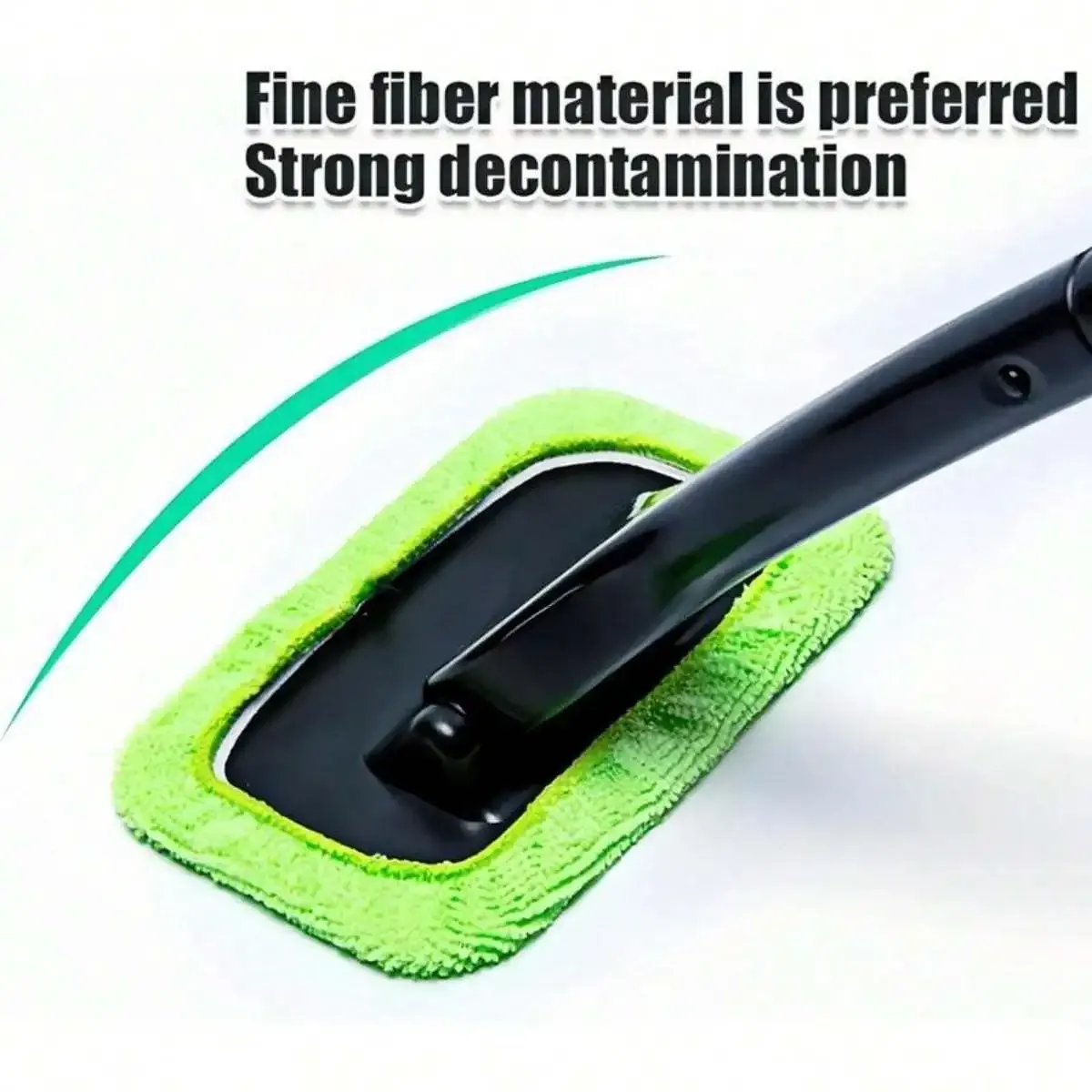 Nettoyeur de pare-brise télescopique avec tampons en microfibre lavables pour intérieur de voiture, vert 4