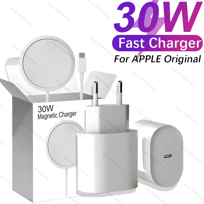 Chargeur rapide 30 W d'origine pour iPhone 11, 12, 13, 14, 15 et 16 (Pro, Pro Max, Plus), port USB-C