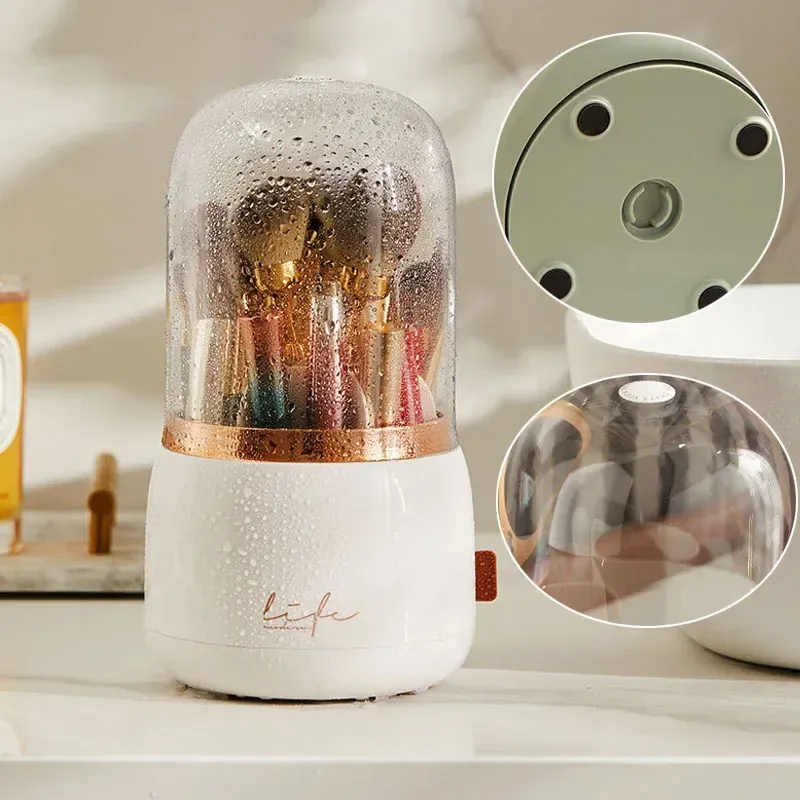 Boîte de rangement rotative à 360° en plastique transparent pour rouge à lèvres, porte-pinceaux et stylos cosmétiques 6