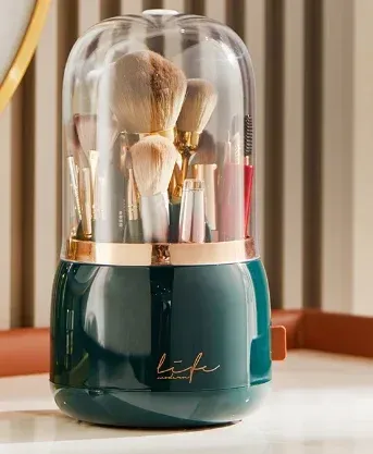 Boîte de rangement rotative à 360° en plastique transparent pour rouge à lèvres, porte-pinceaux et stylos cosmétiques 11