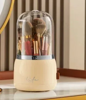 Boîte de rangement rotative à 360° en plastique transparent pour rouge à lèvres, porte-pinceaux et stylos cosmétiques 10
