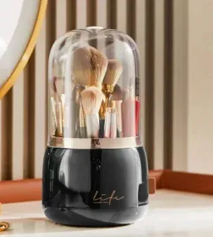 Boîte de rangement rotative à 360° en plastique transparent pour rouge à lèvres, porte-pinceaux et stylos cosmétiques 9