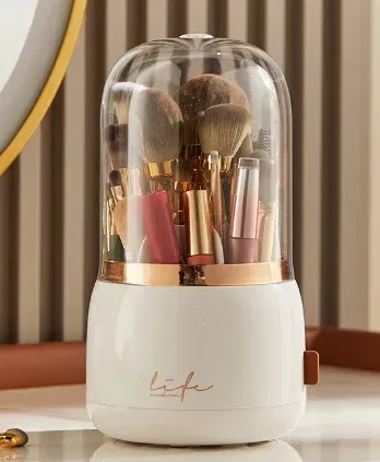 Boîte de rangement rotative à 360° en plastique transparent pour rouge à lèvres, porte-pinceaux et stylos cosmétiques 7