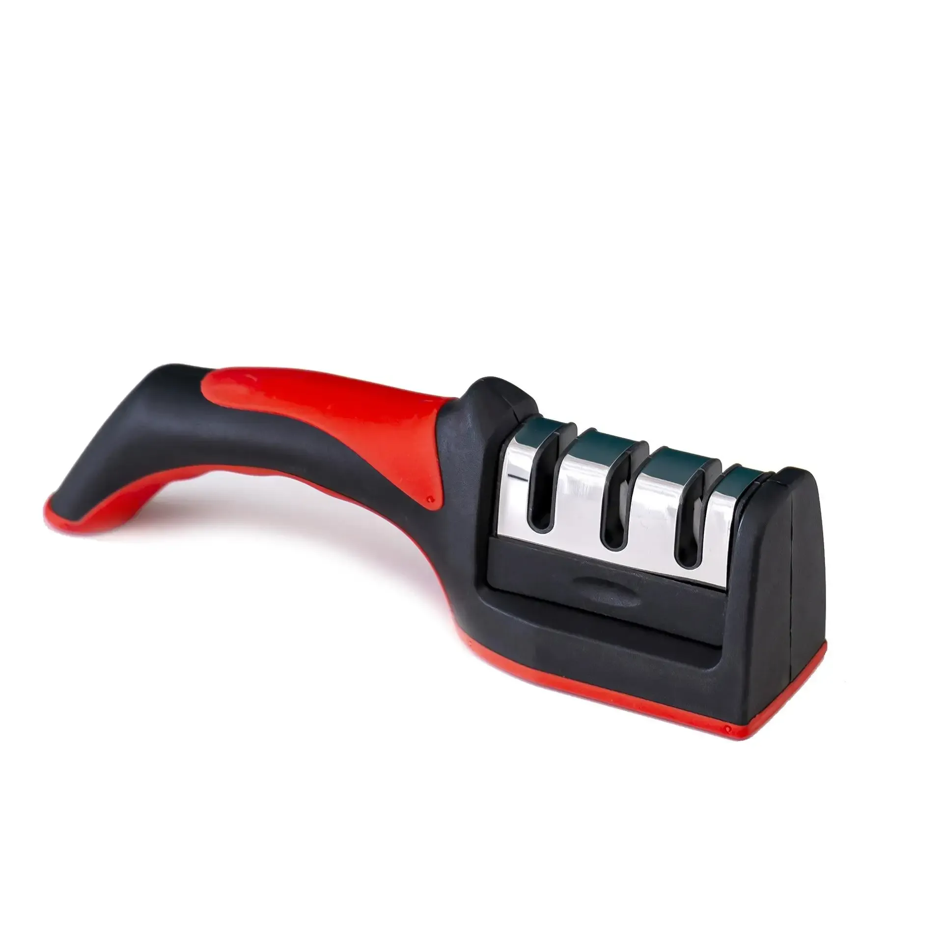 Aiguiseur de couteaux 4 segments en acier inoxydable, pour couteaux de cuisine, pierre à aiguiser 3 fonctions pour outils de cuisine 9