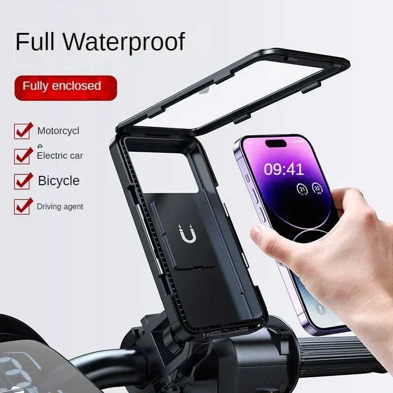 Support de téléphone universel étanche à rotation 360° pour moto et vélo, support GPS réglable pour smartphones et applications de navigation - Image 1