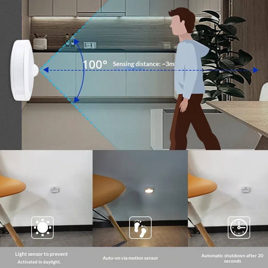Veilleuse LED avec détecteur de mouvement pour prise murale, lampe de nuit 3 modes pour chambre, cuisine et couloir 2