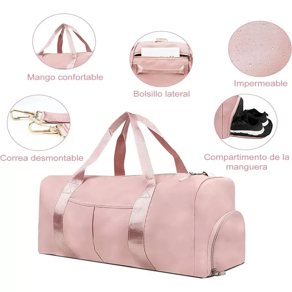 Sac de sport avec compartiment chaussures et pochette humide, polochon de voyage pour homme et femme 3