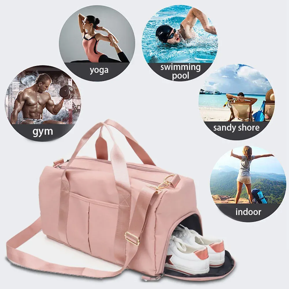Sac de sport avec compartiment chaussures et pochette humide, polochon de voyage pour homme et femme 7