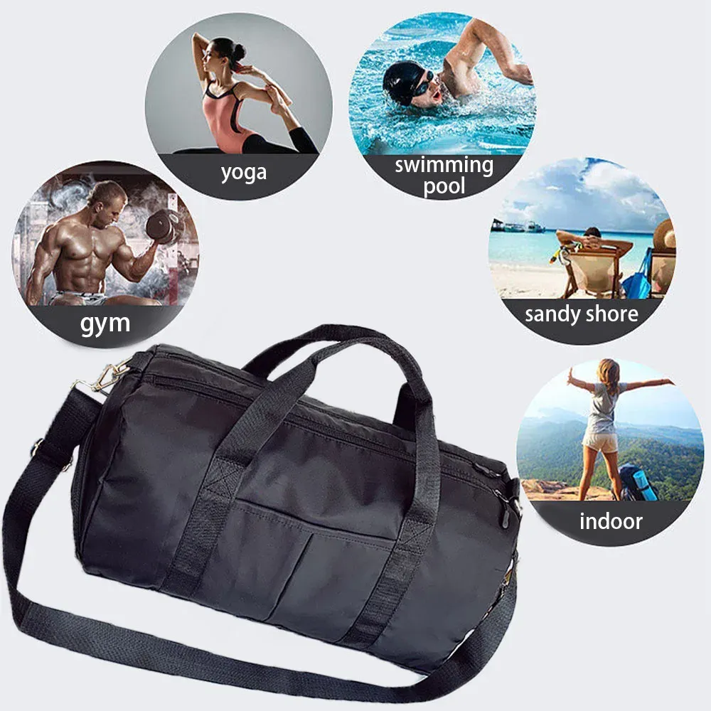 Sac de sport avec compartiment chaussures et pochette humide, polochon de voyage pour homme et femme 8