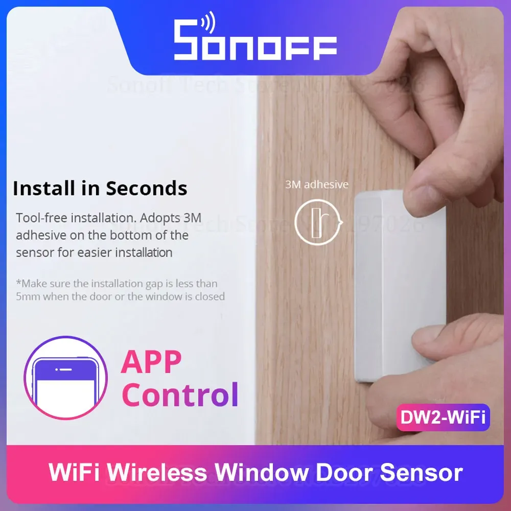 Capteur de porte/fenêtre WiFi DW2 sans fil pour alarme de sécurité domestique, compatible eWeLink, Alexa et IFTTT - Image 1