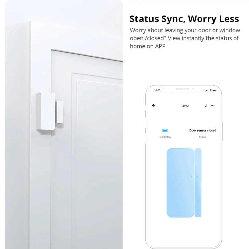 Capteur de porte/fenêtre WiFi DW2 sans fil pour alarme de sécurité domestique, compatible eWeLink, Alexa et IFTTT 3