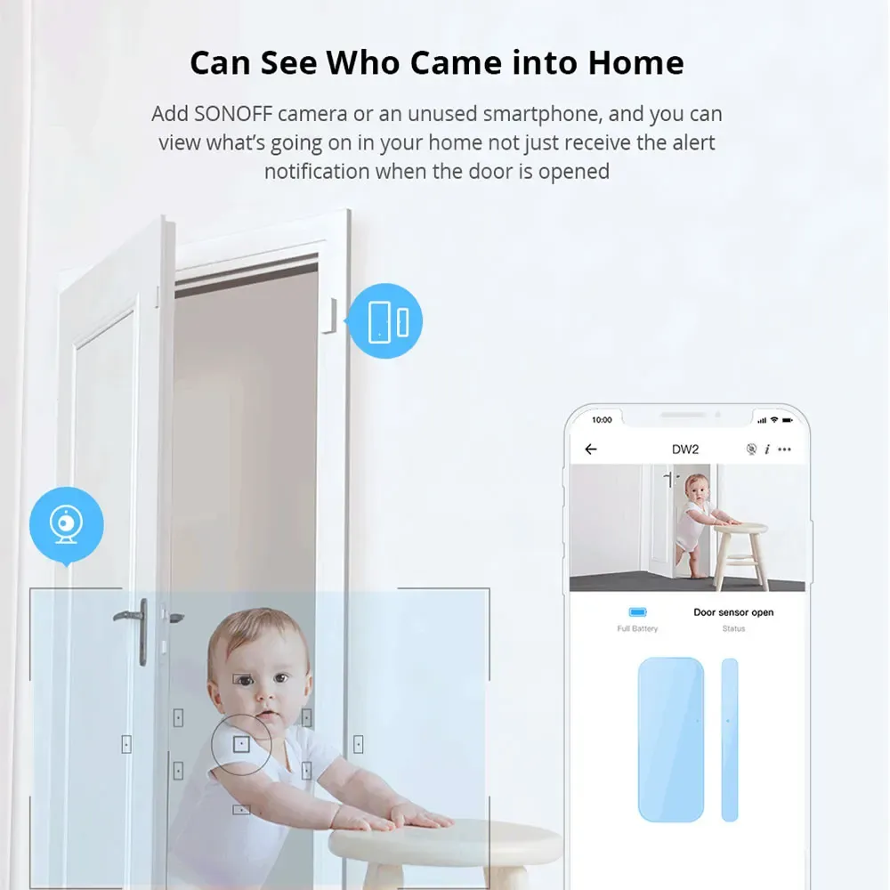 Capteur de porte/fenêtre WiFi DW2 sans fil pour alarme de sécurité domestique, compatible eWeLink, Alexa et IFTTT 5