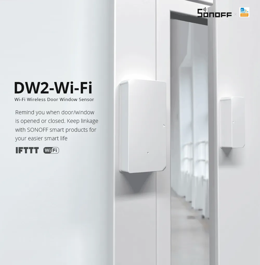 Capteur SONOFF DW2-Wi-Fi en action